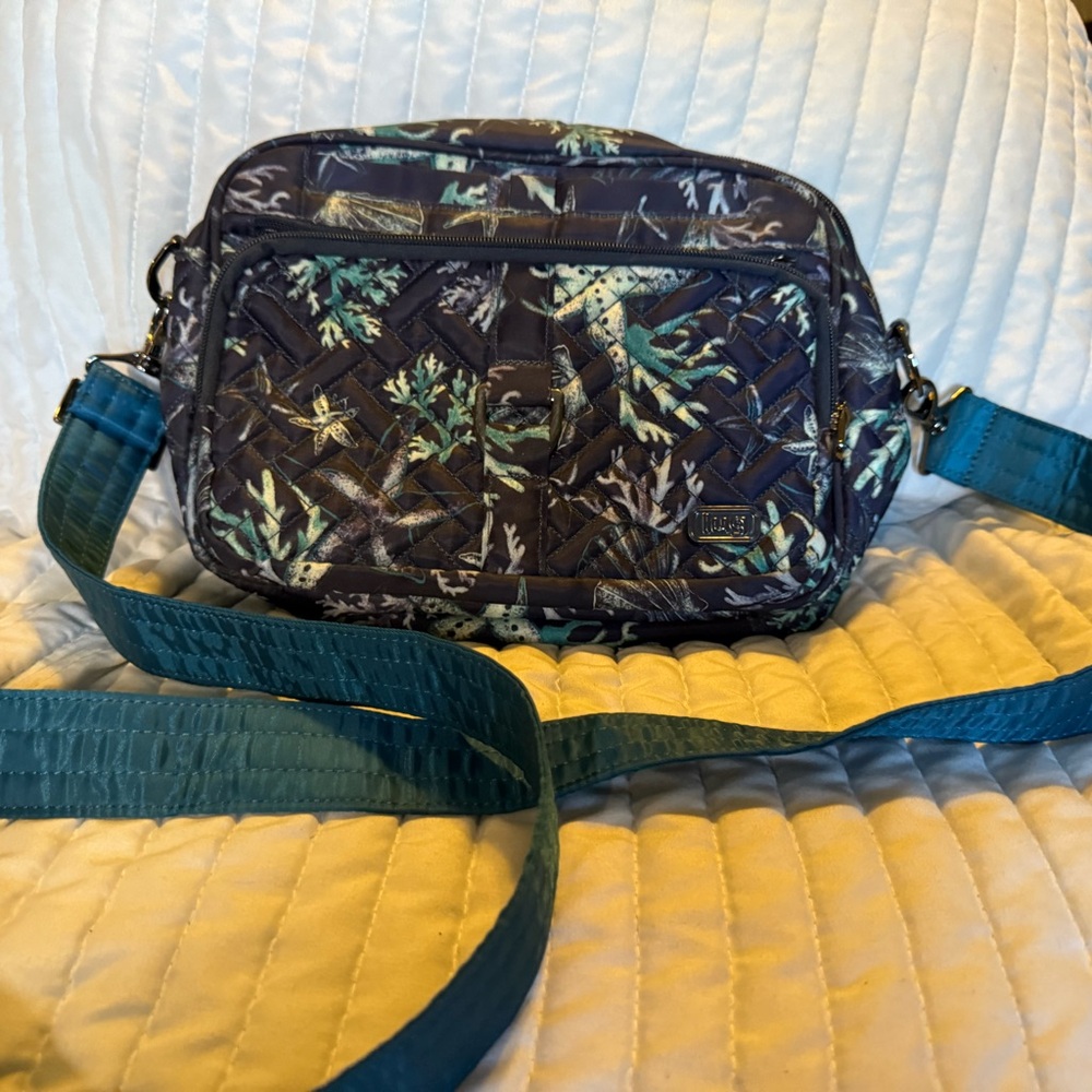 Lug Crossbody Bag in Blue and Green
